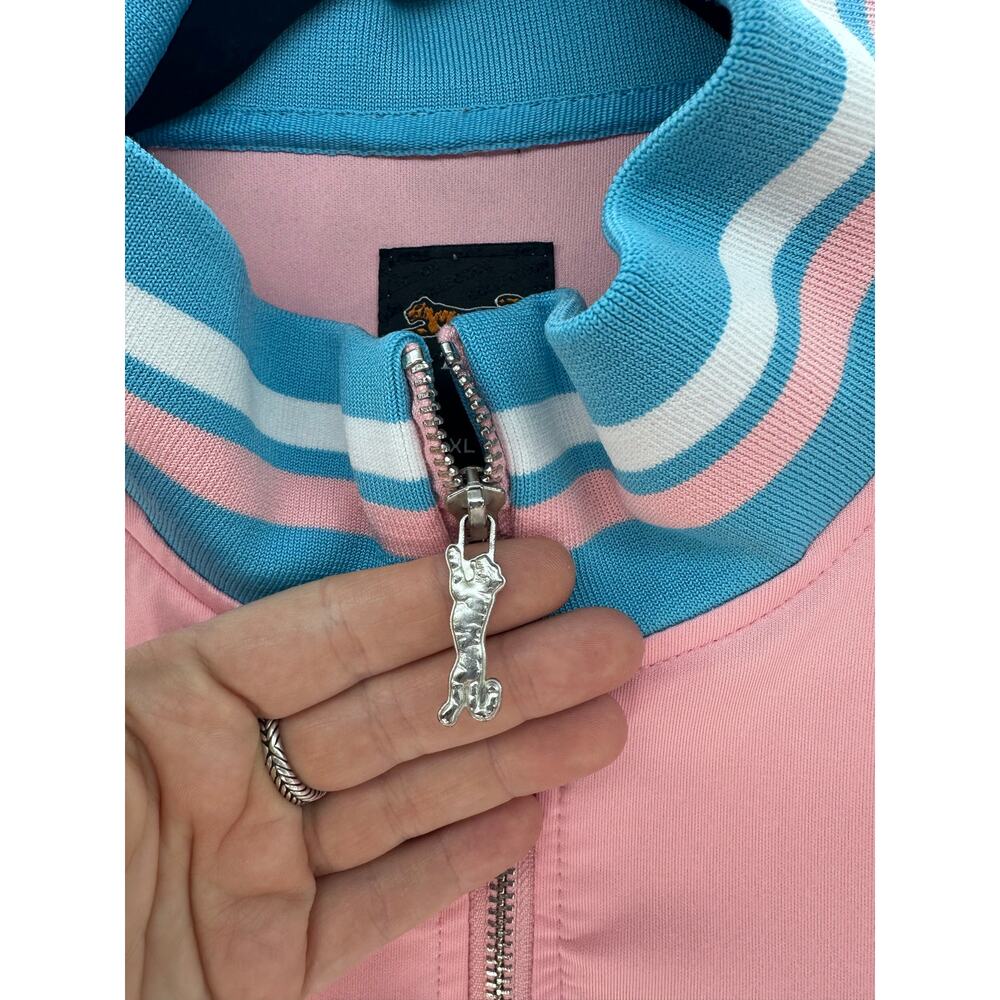 Le Tigre Men's sz XL Pink Blue & White Track Jacket Pastel Tri Color Large Logo - Picture 3 of 11